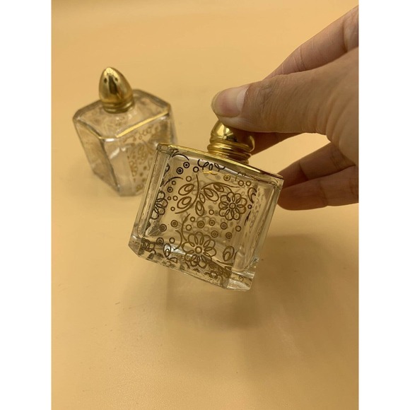Vintage Made In France Irving Rice Crystal & Gold Floral Salt & Pepper Shakers - Picture 3 of 13